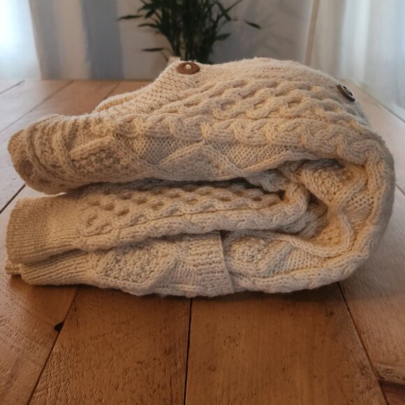 Blarney Woollen Mills Aran Fisherman Cable Knit Wool Cardigan Sweater Ireland S - Picture 13 of 13